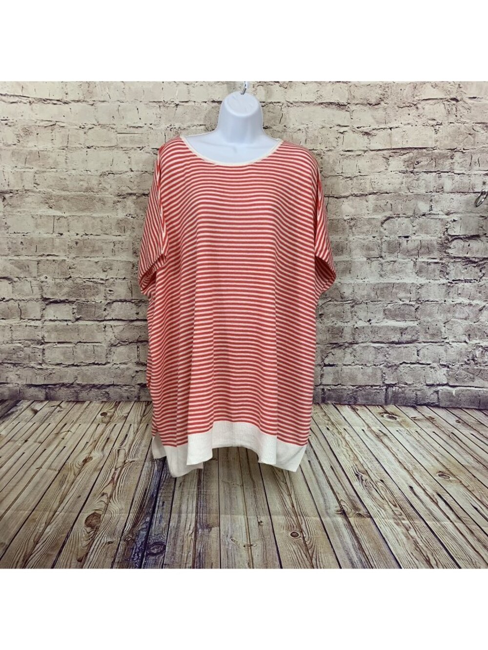 Chico’s Red White Stripe Poncho Oversized Sweater